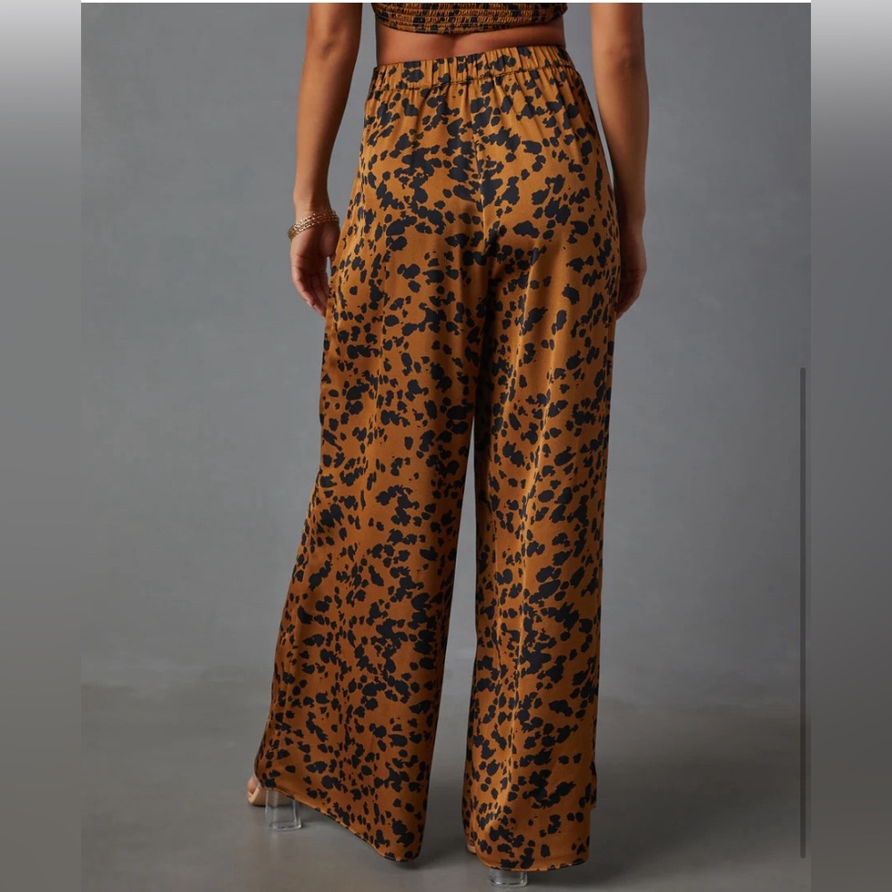 NWT Easy Tiger Animal Print Wide Leg Pant & Smocked Halter Bra Top - Picture 4 of 7
